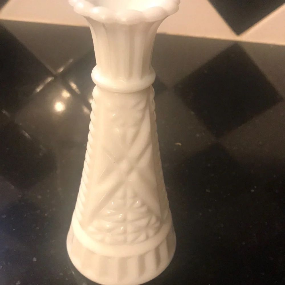 Milk glass bud vase